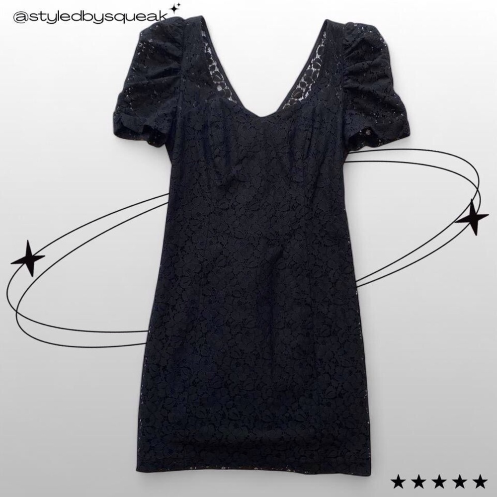 Guess Vintage Y2K Black Lace Bodycon Mini Dress Extra Small